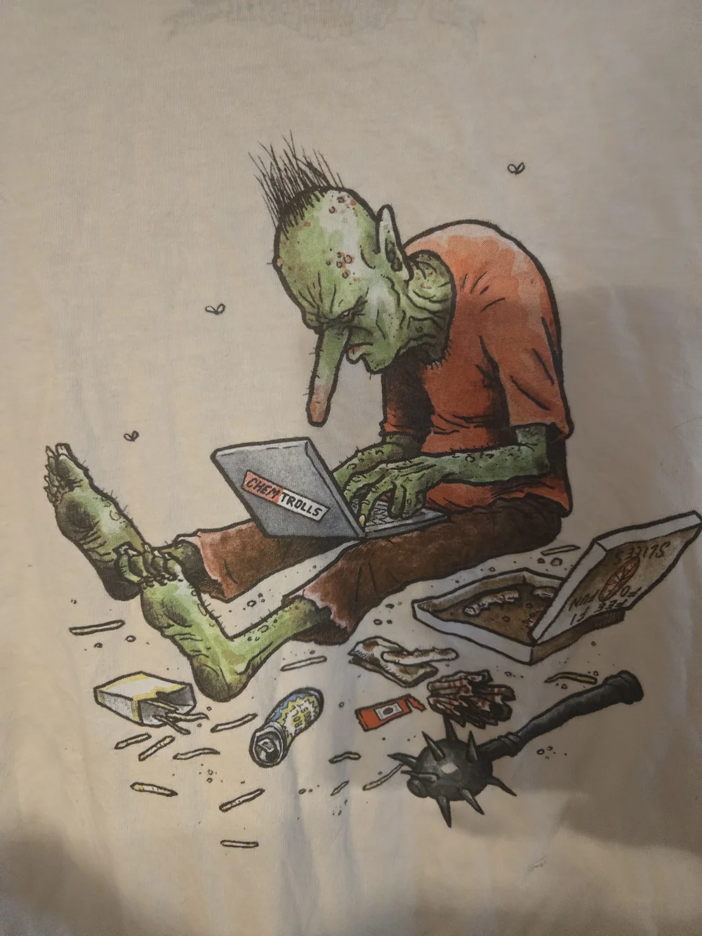 Graphic Troll Laptop Sticker — Green & Orange Illustration